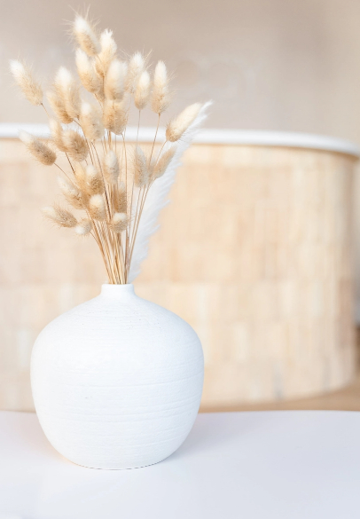White vase on the table