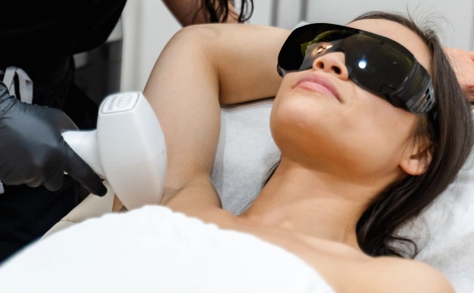 Woman doing laser treatment