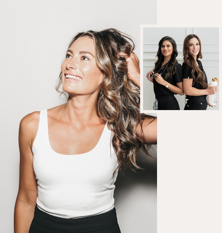 Woman looking camera studio