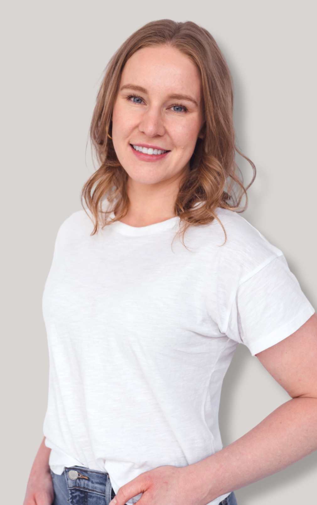 Woman white shirt and jeans